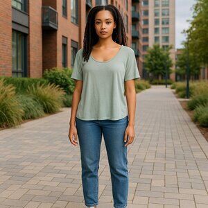 J.Crew 100% Linen Relaxed Tee Sage Green Color Size Medium